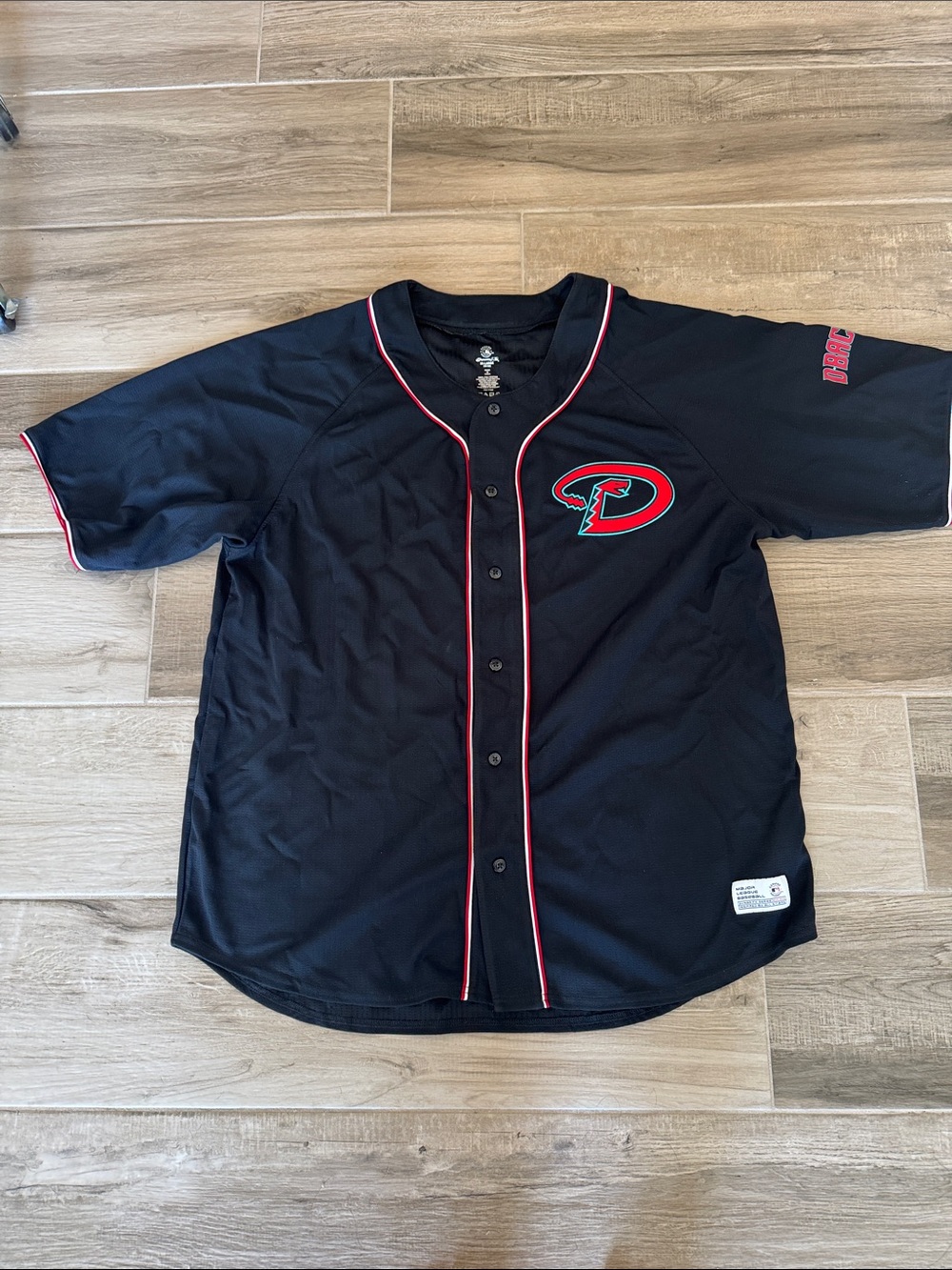Dynasty Arizona Diamondbacks 2XL Black Button-Up Baseball Jersey with Red Trim